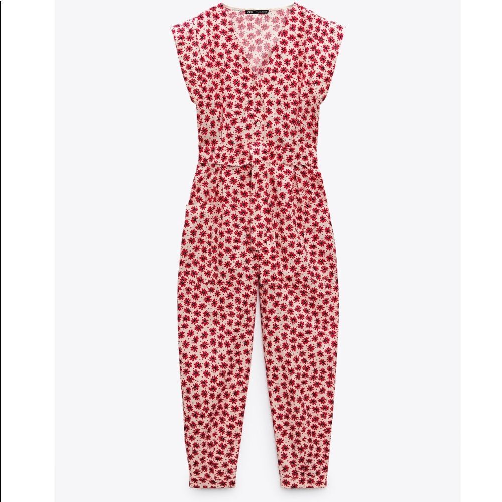 NWT ZARA PRINTED BELTED JUMPSUIT
